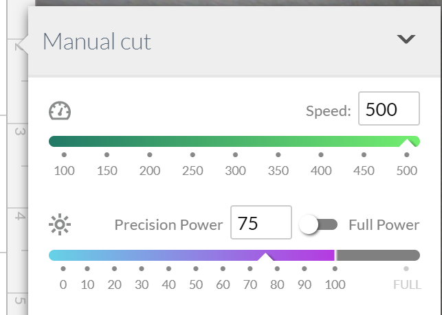 Manual settings - Cut